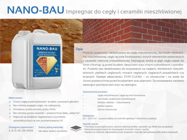 Nano-Bau Impregnacja cegły i ceramiki nieszkliwionej