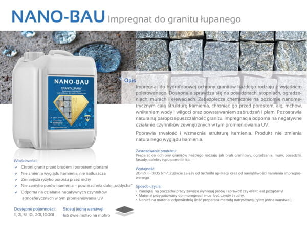 Nano-Bau impregnat do granitu łupanego