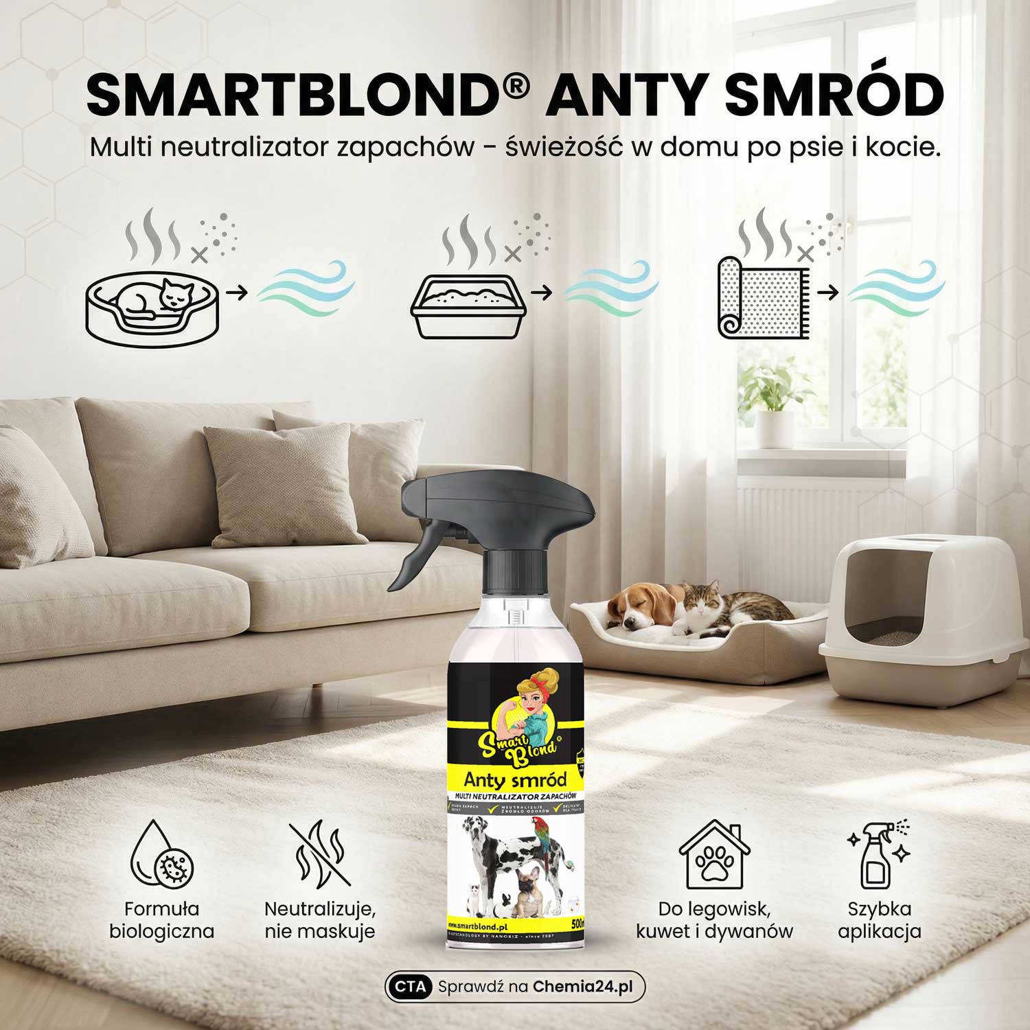 SMARTBLOND® ANTY SMRÓD multi neutralizator zapachów