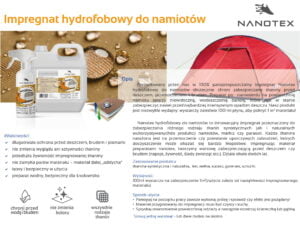 NanoTex do namiotów i tkanin kempingowych dostępne opakowanie i zastosowania
