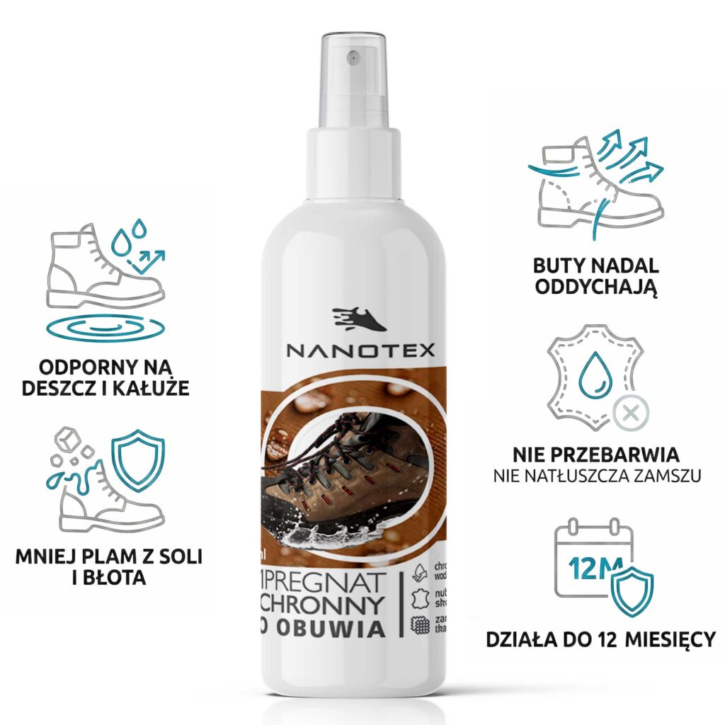 NanoTex impregnat do butów: nubuk, zamsz, skóra, tkaniny