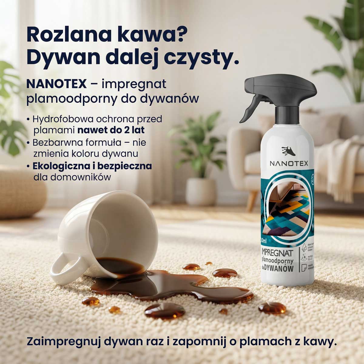 NanoTex impregnat do dywanów przeciw plamom