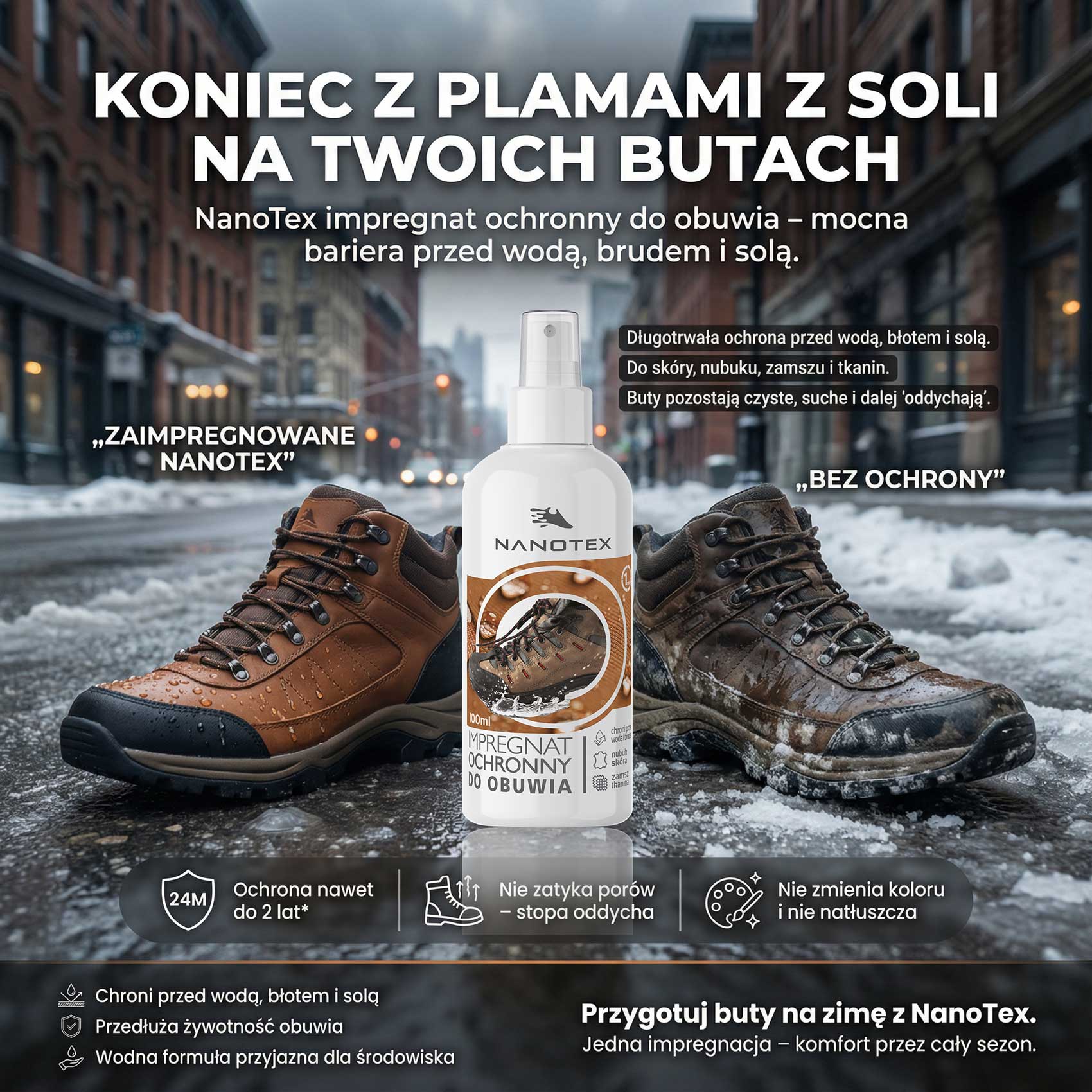 NanoTex impregnat do butów: nubuk, zamsz, skóra, tkaniny