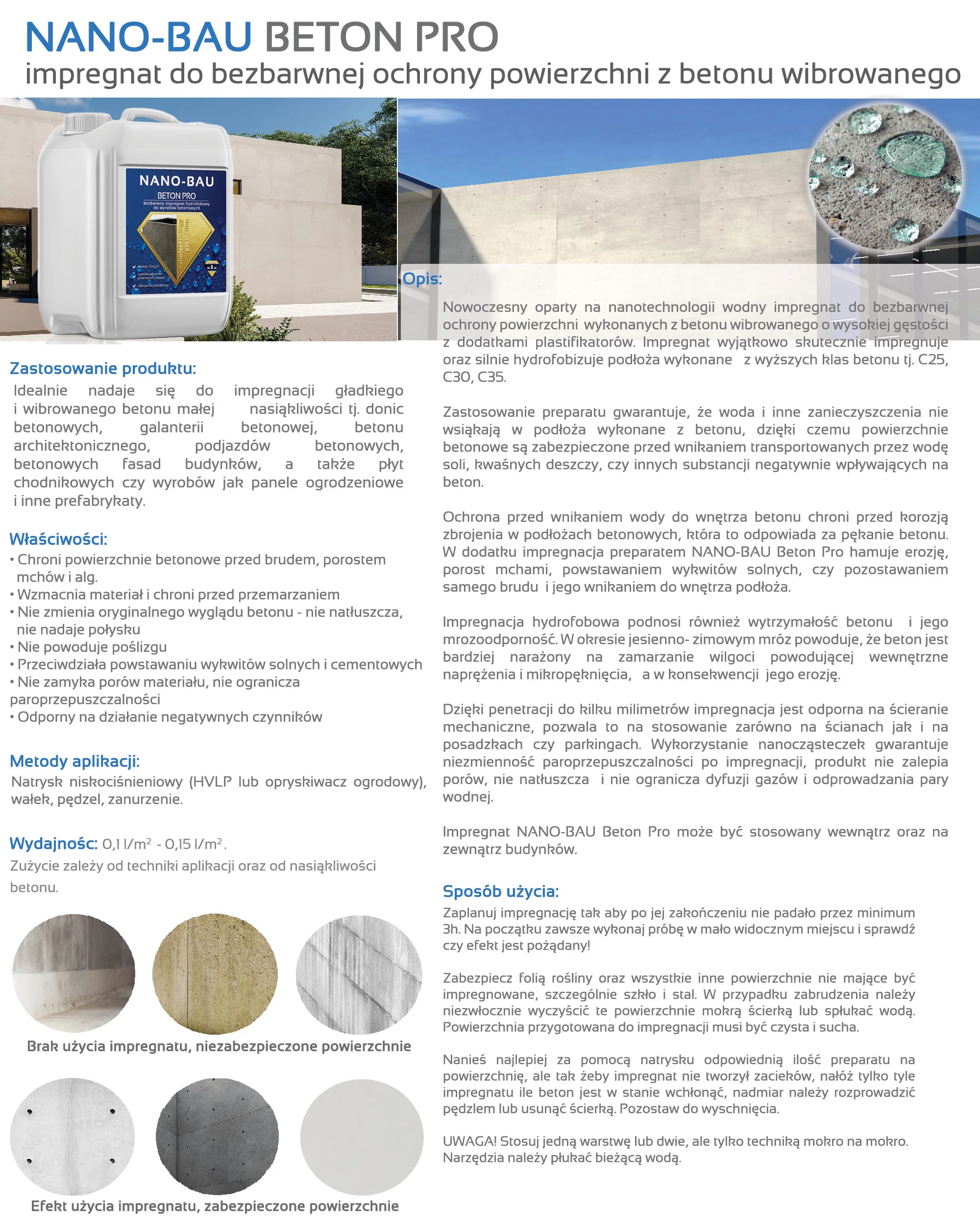 NANO-BAU BETON PRO impregnat do prefabrykatów betonowych