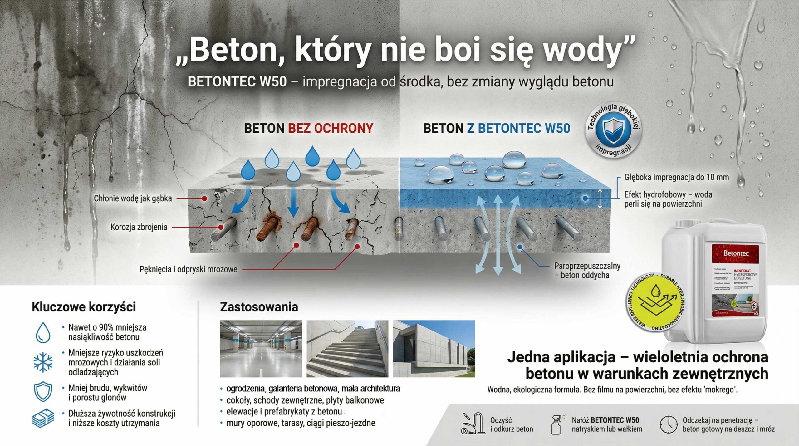 BETONTEC W50 hydrofobizacja betonu