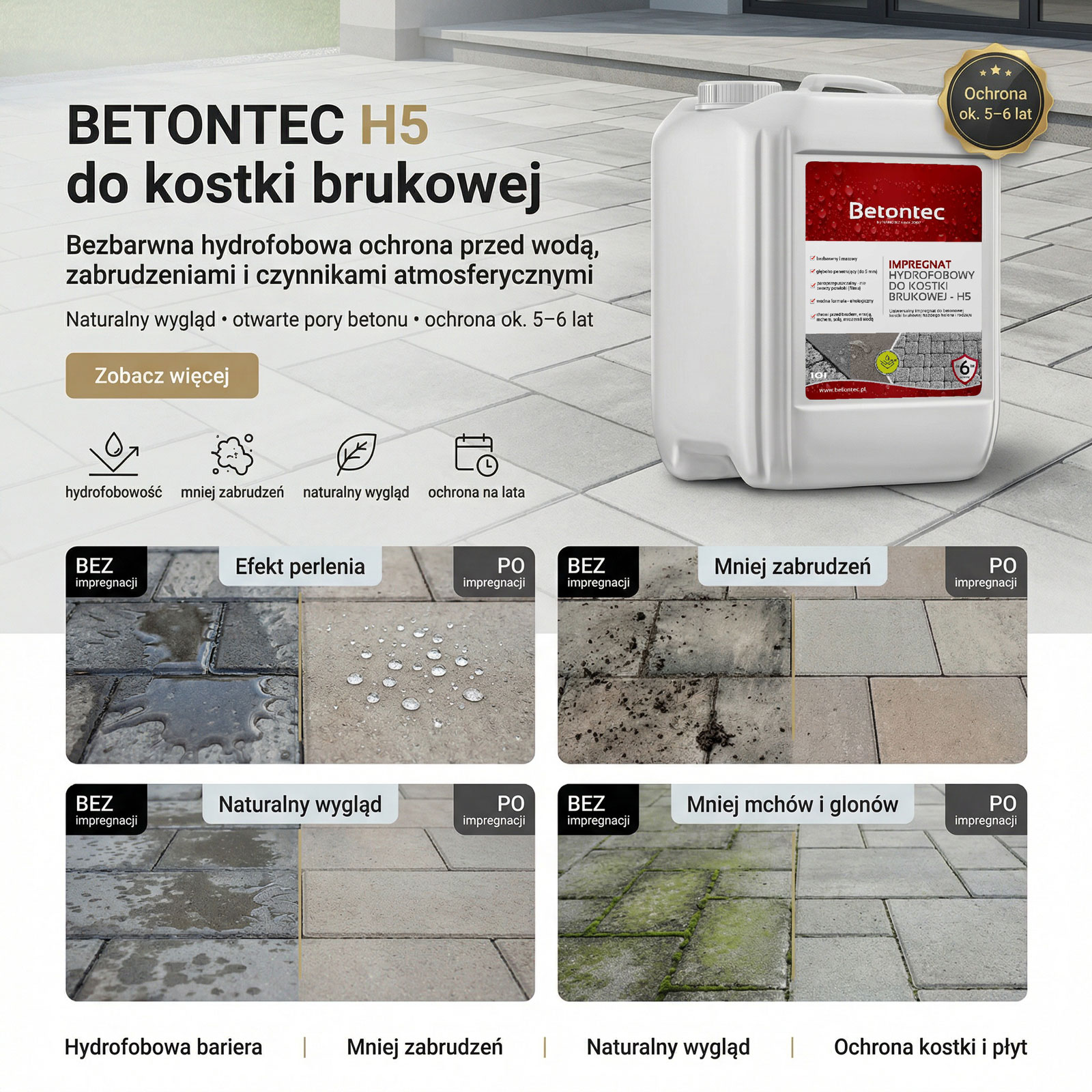 BETONTEC IMPREGNAT HYDROFOBOWY DO KOSTKI BRUKOWEJ H5