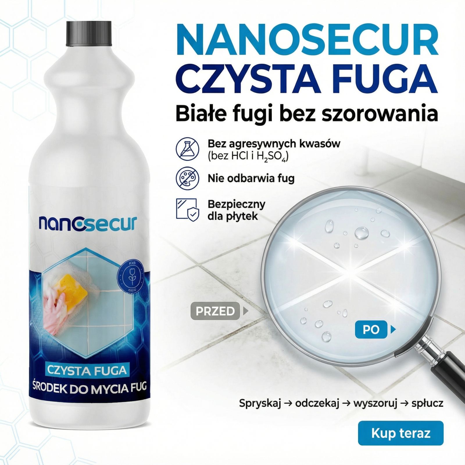 NANOSECUR CZYSTA FUGA skuteczny środek do czyszczenia fug