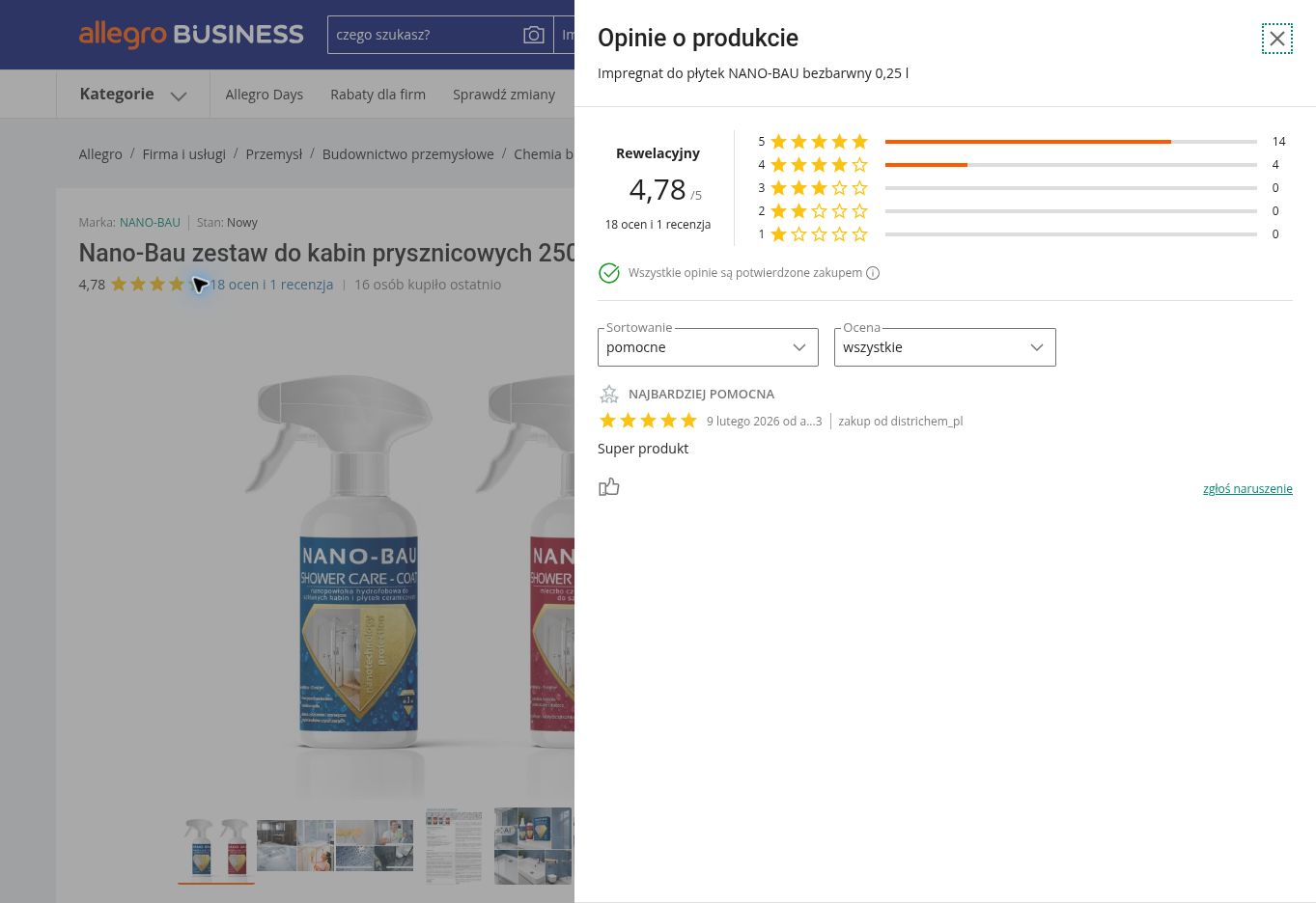 Przykładowe opinie kupujących o NANO-BAU SHOWER CARE KIT