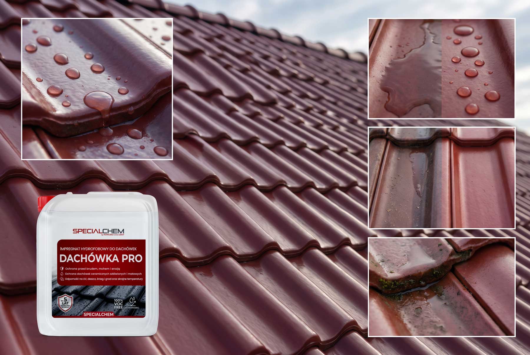 Impregnat do dachówki ceramicznej SPECIALCHEM DACHÓWKA PRO – ochrona hydrofobowa