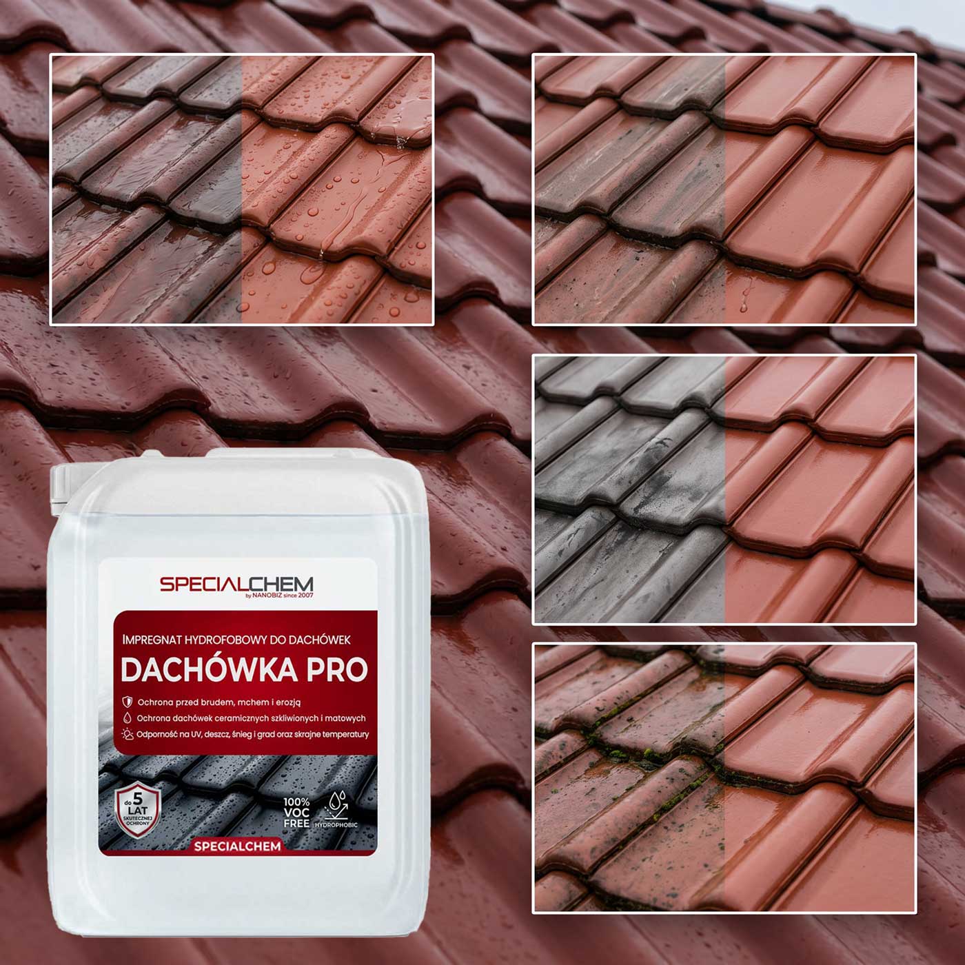 Impregnat do dachówki ceramicznej – ilustracja hydrofobizacji i pielęgnacji dachu