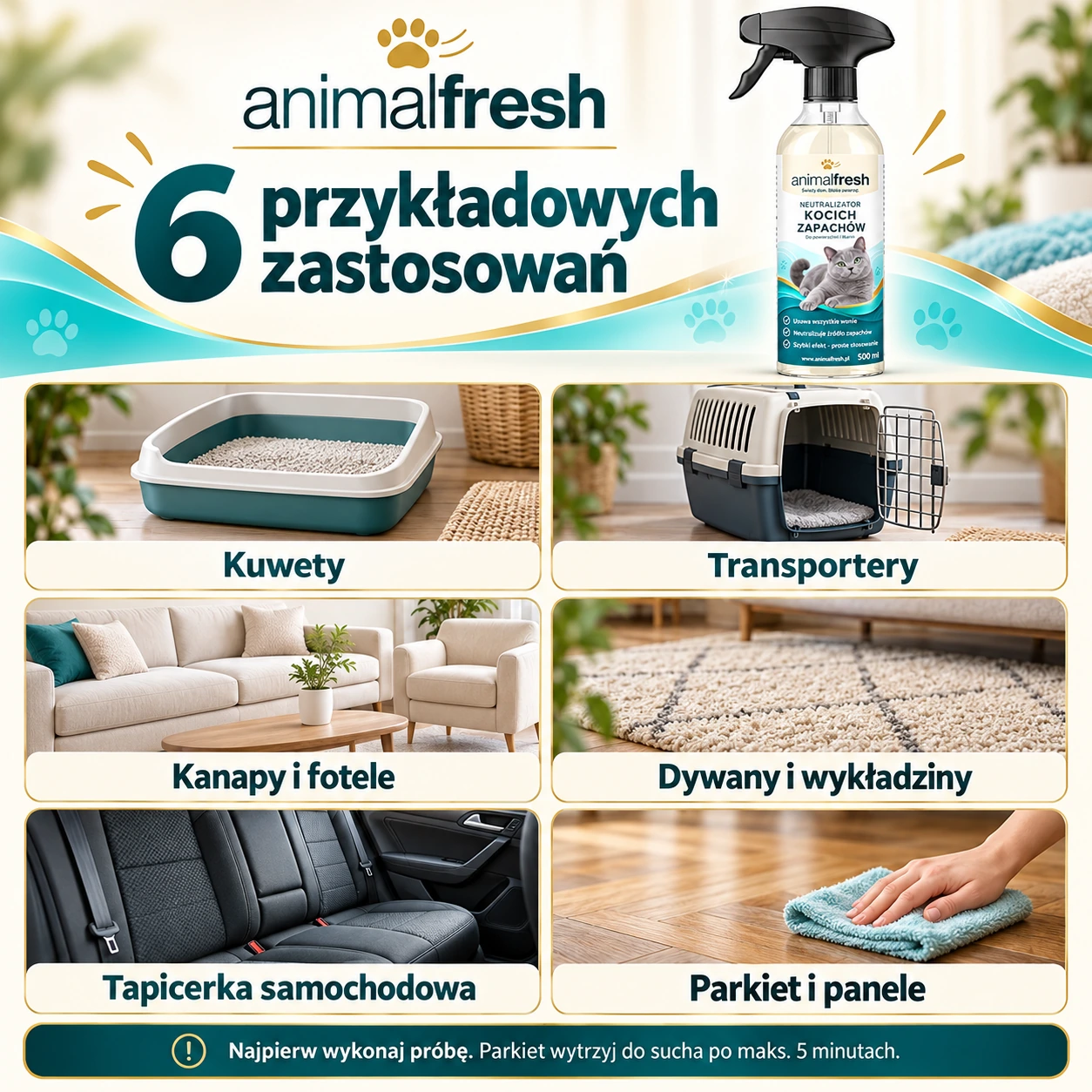ANIMALFRESH – sześć zastosowań przygotowanego roztworu