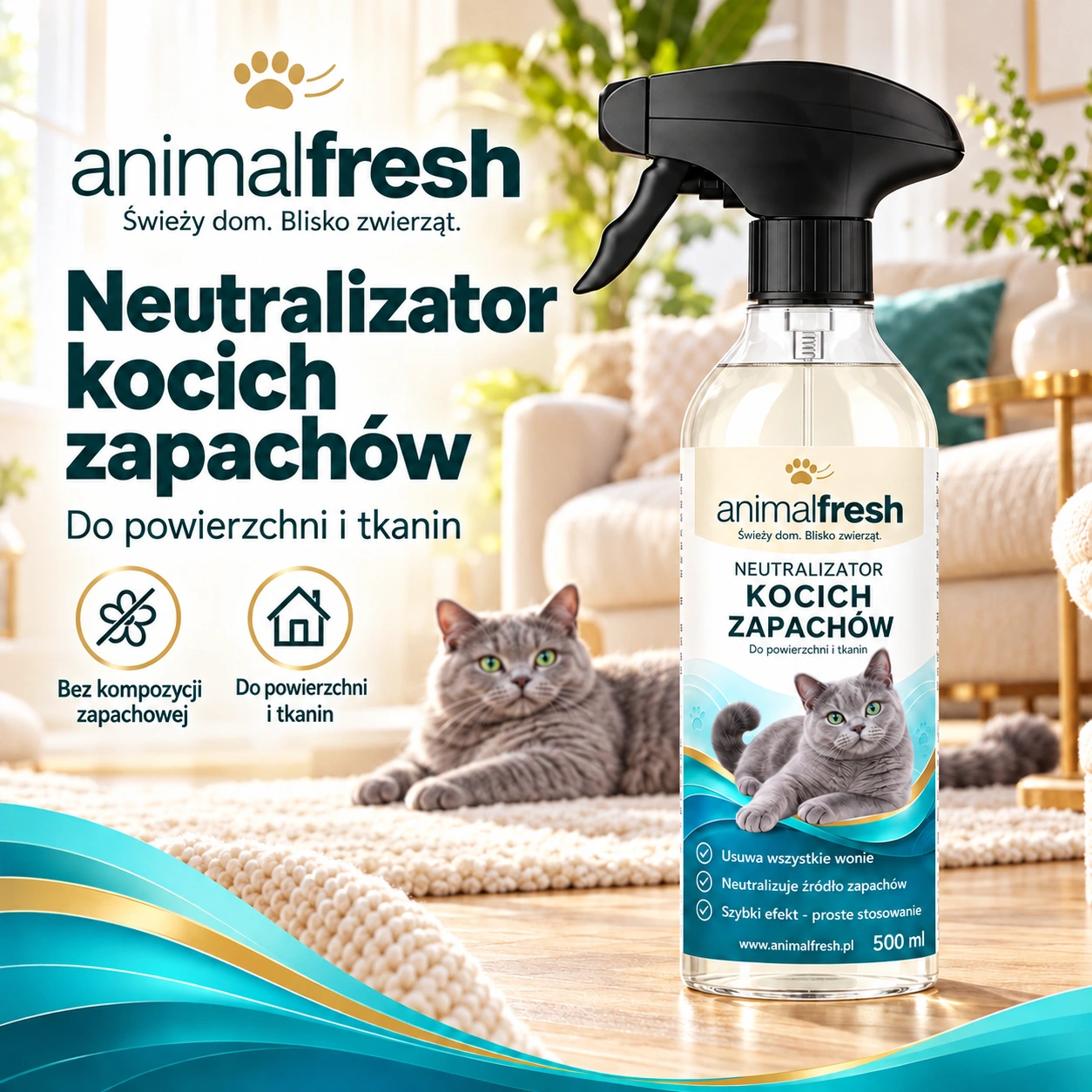 ANIMALFRESH – neutralizator kocich zapachów do powierzchni i tkanin