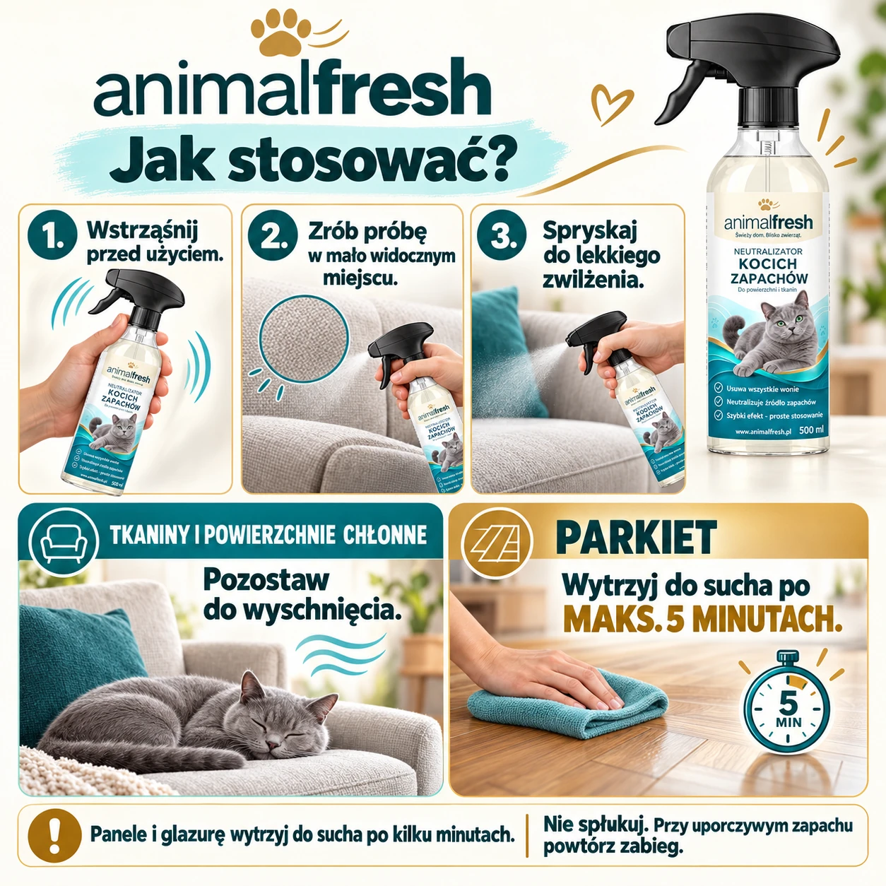 ANIMALFRESH – instrukcja aplikacji po rozcieńczeniu koncentratu
