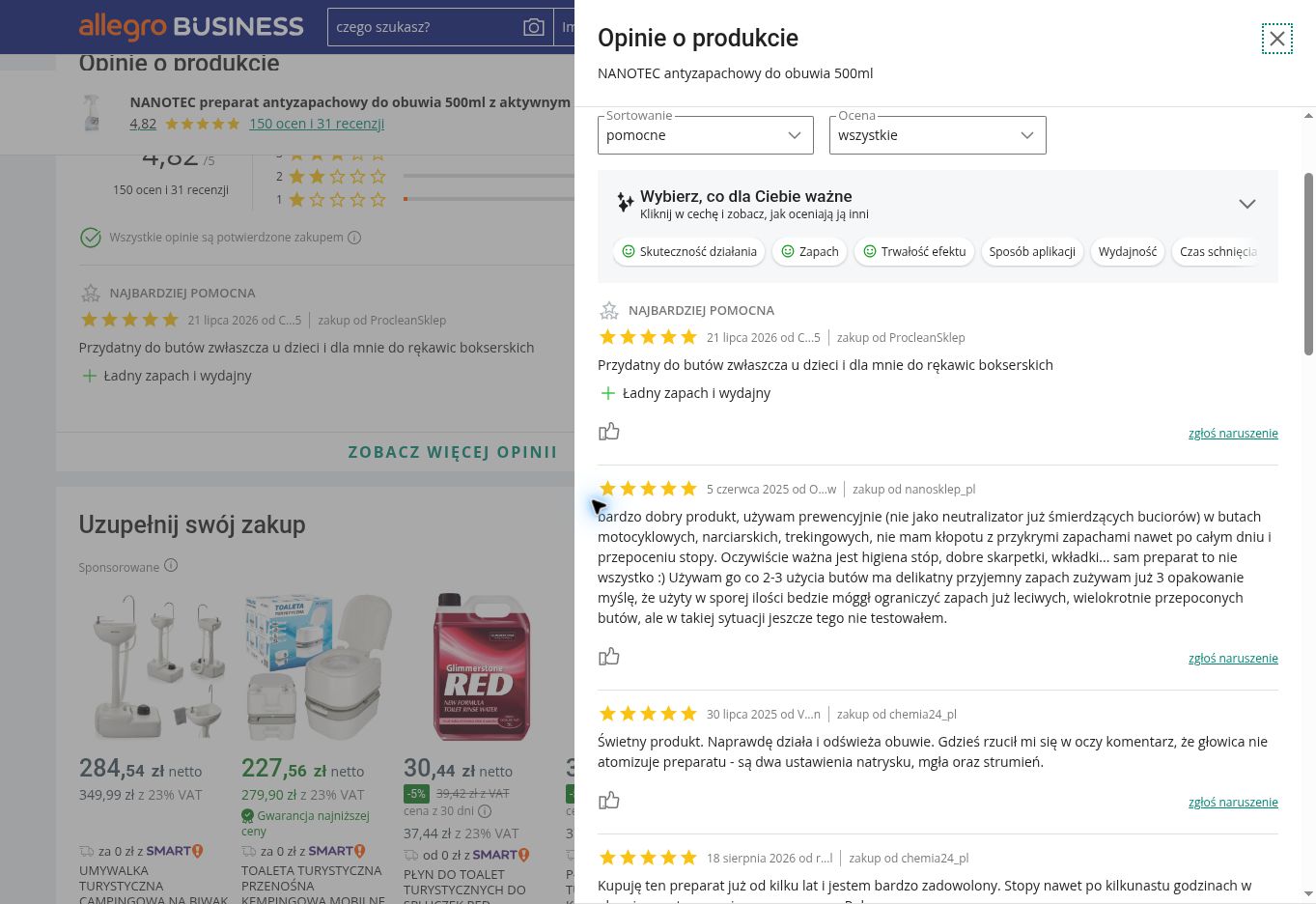antyzapachowy do obuwia przykładowe opinie o produkcie