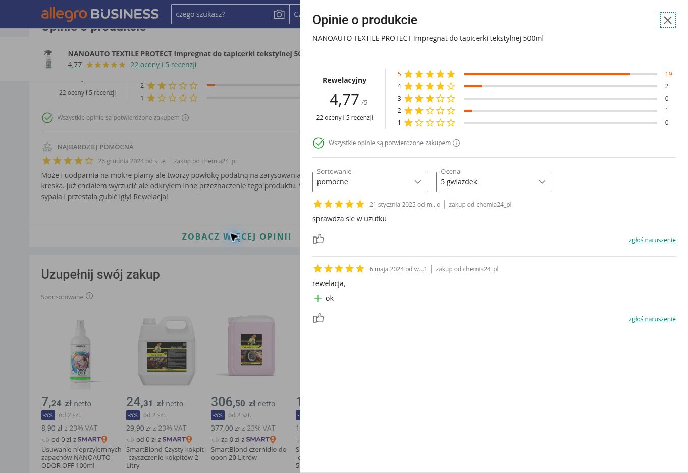impregnat do tapicerki przykładowe opinie o produkcie