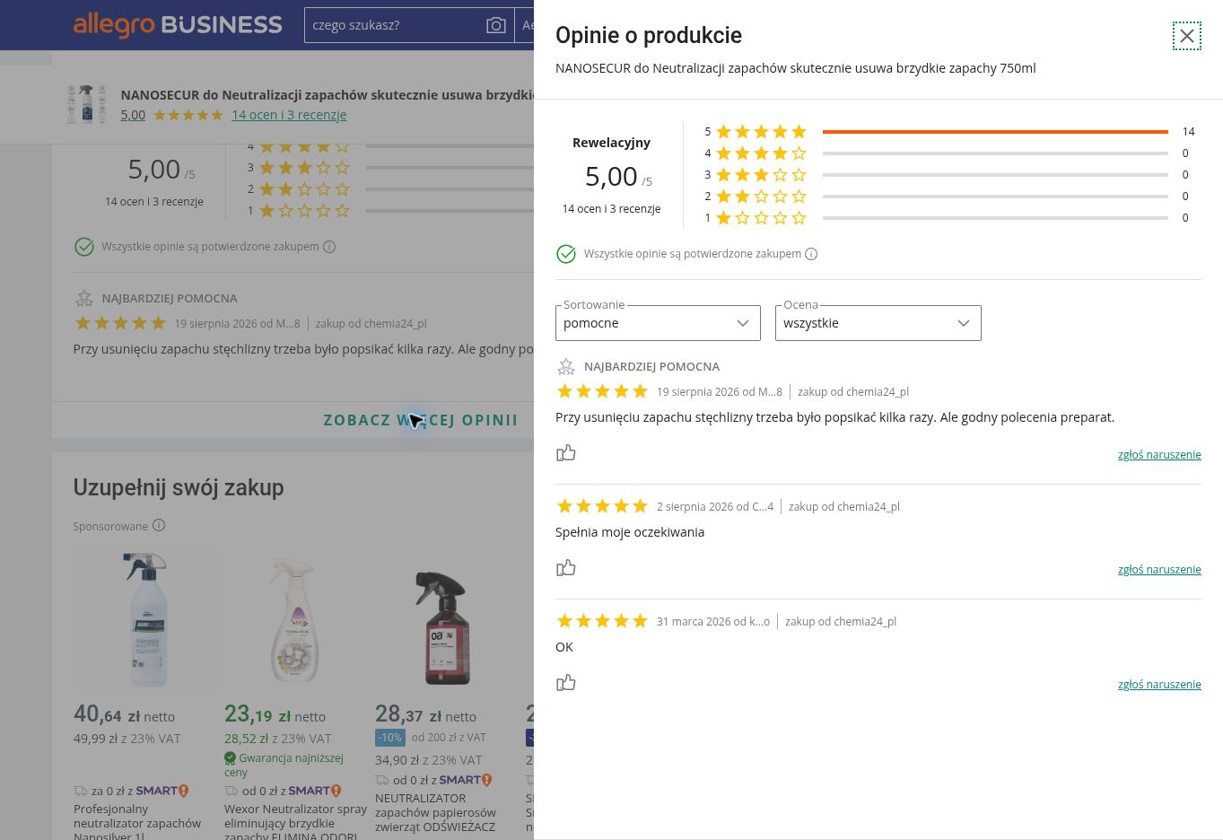 neutralizator zapachów przykładowe opinie o produkcie