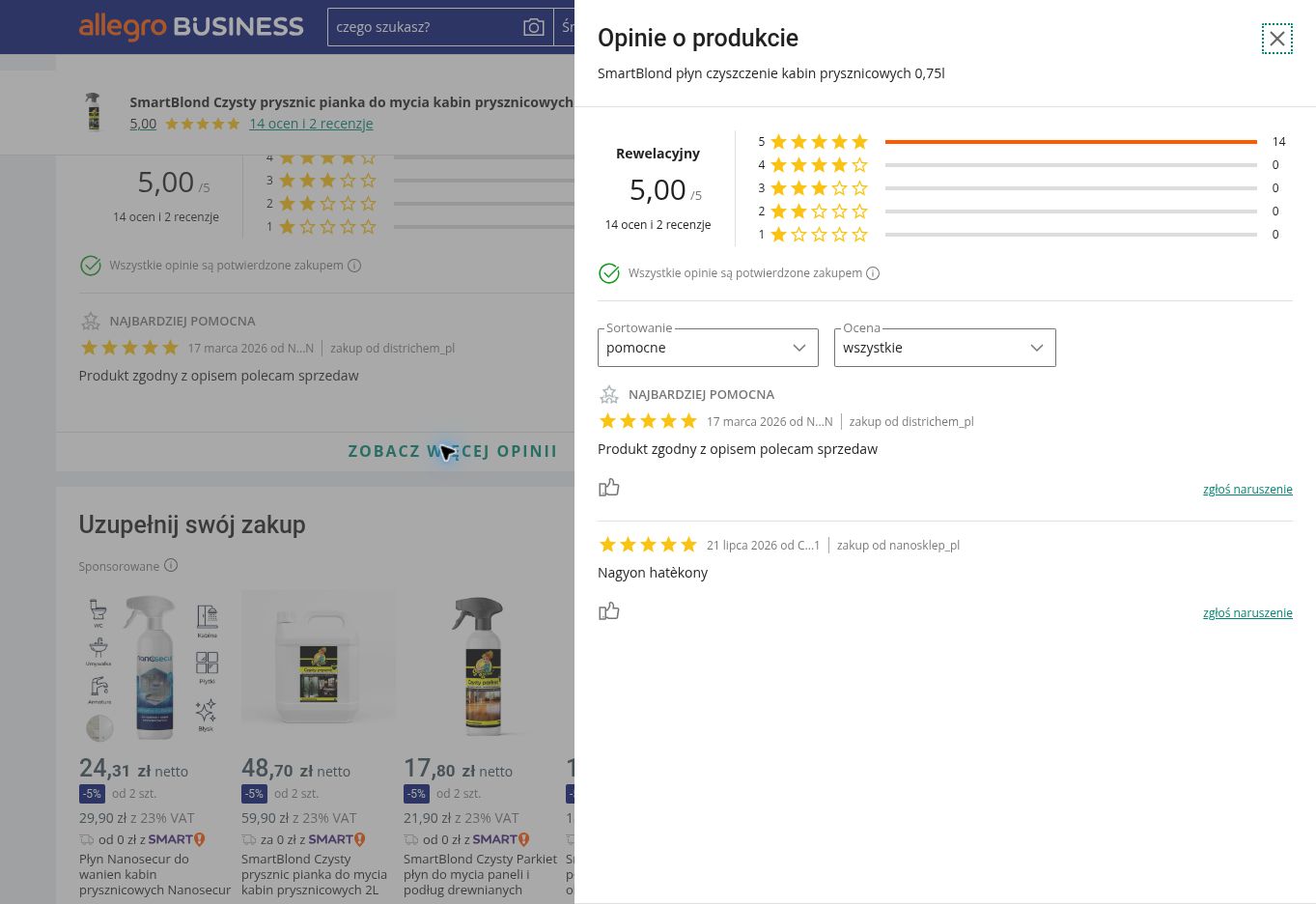 pianka do mycia kabin przykładowe opinie o produkcie