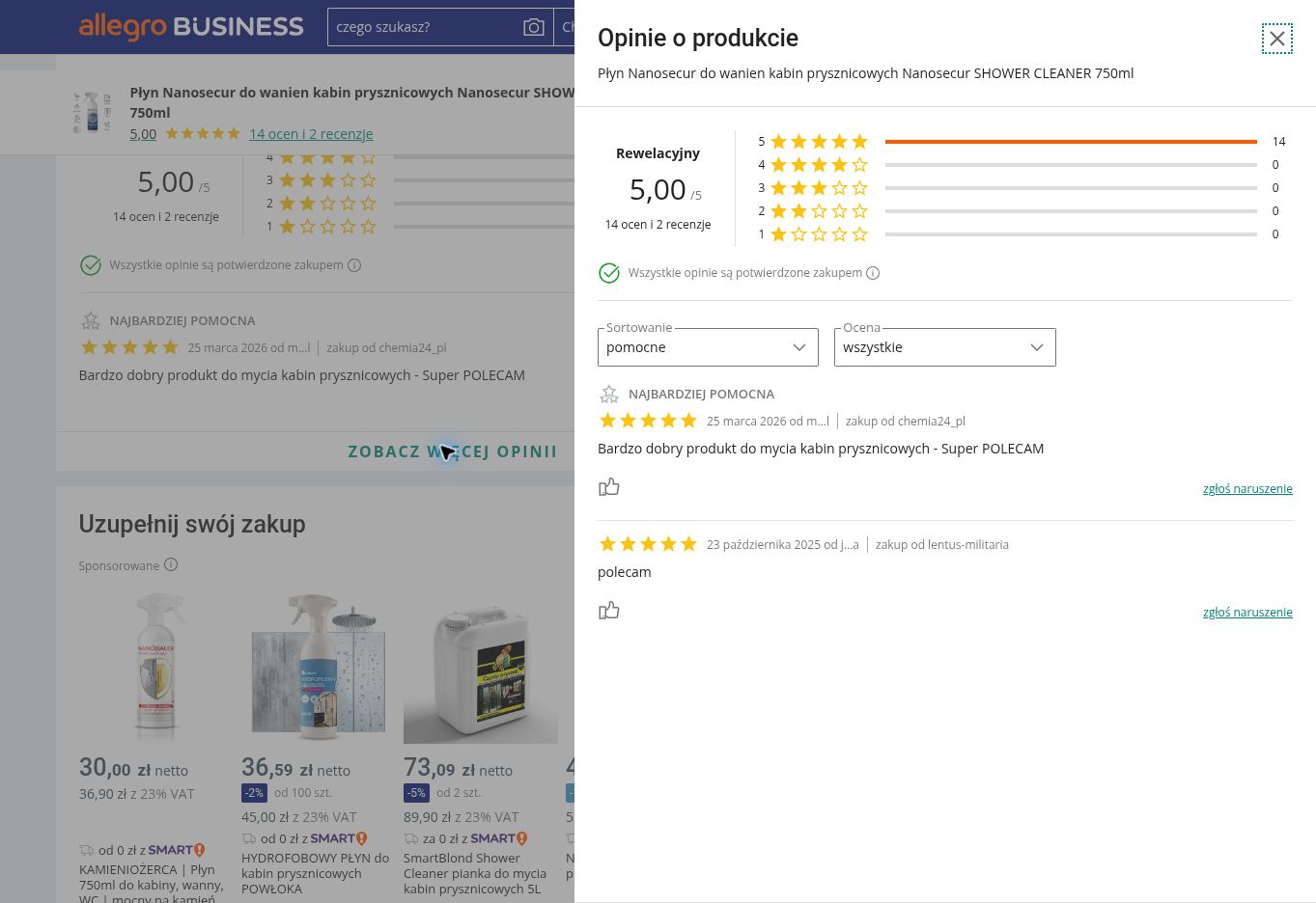 czyszczenia kabin prysznicowych przykładowe opinie o produkcie