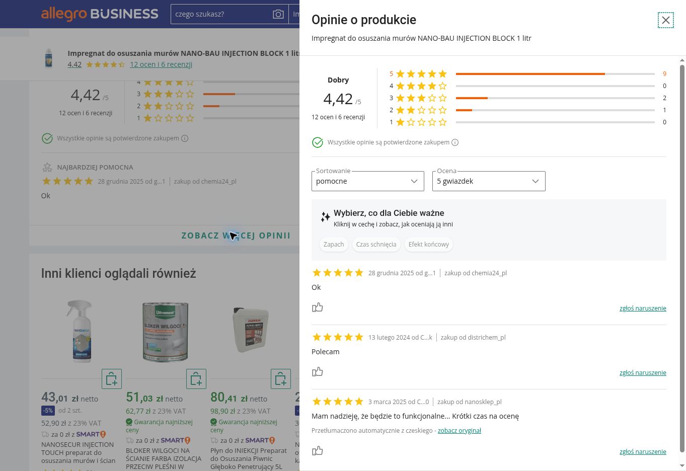 Przykładowe opinie kupujących o NANO-BAU INJECTION BLOCK