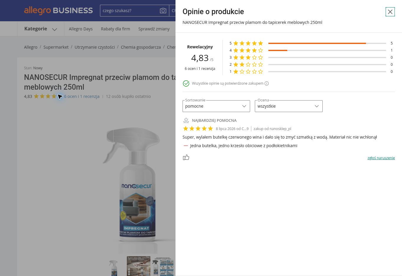 impregnat przeciw plamom przykładowe opinie o produkcie
